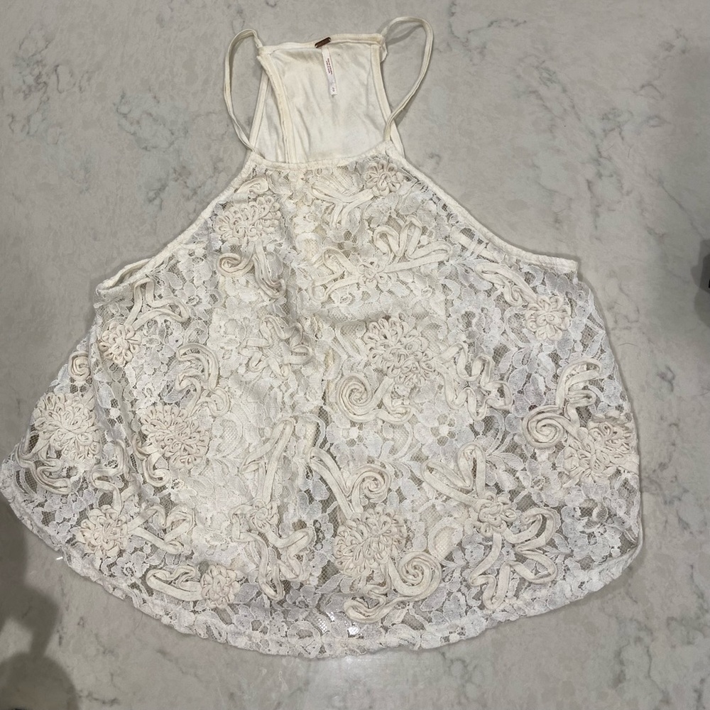 Free People Crochet Open Back Camisole L